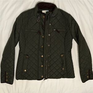 Boden Women’s London Quilted Field Jacket, Green and Brown, Size 6